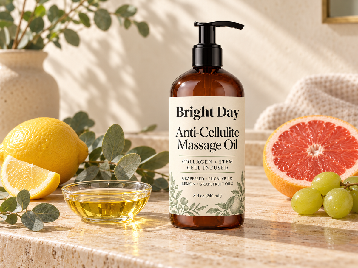 Bright Day massage oil with botanical ingredients